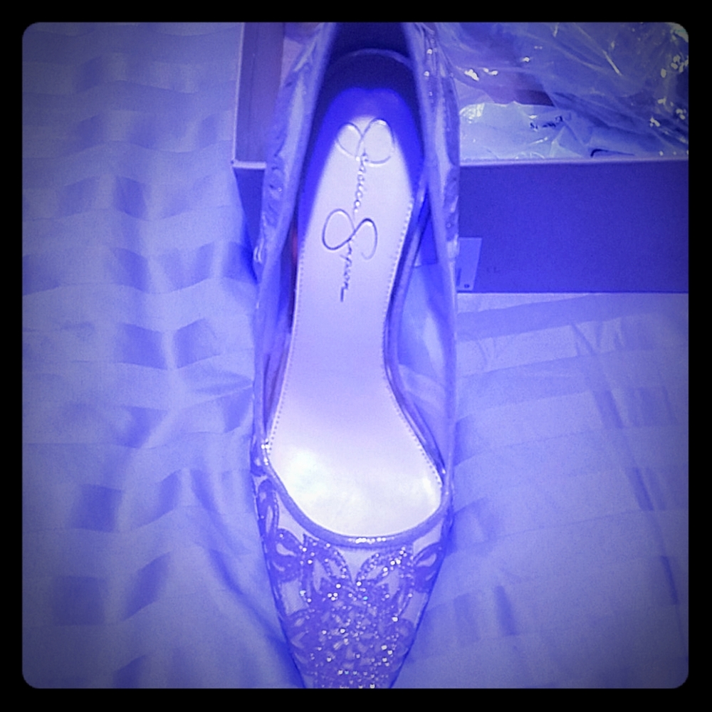 Jessica Simpson sheer glitter gold pump NEVER WORN